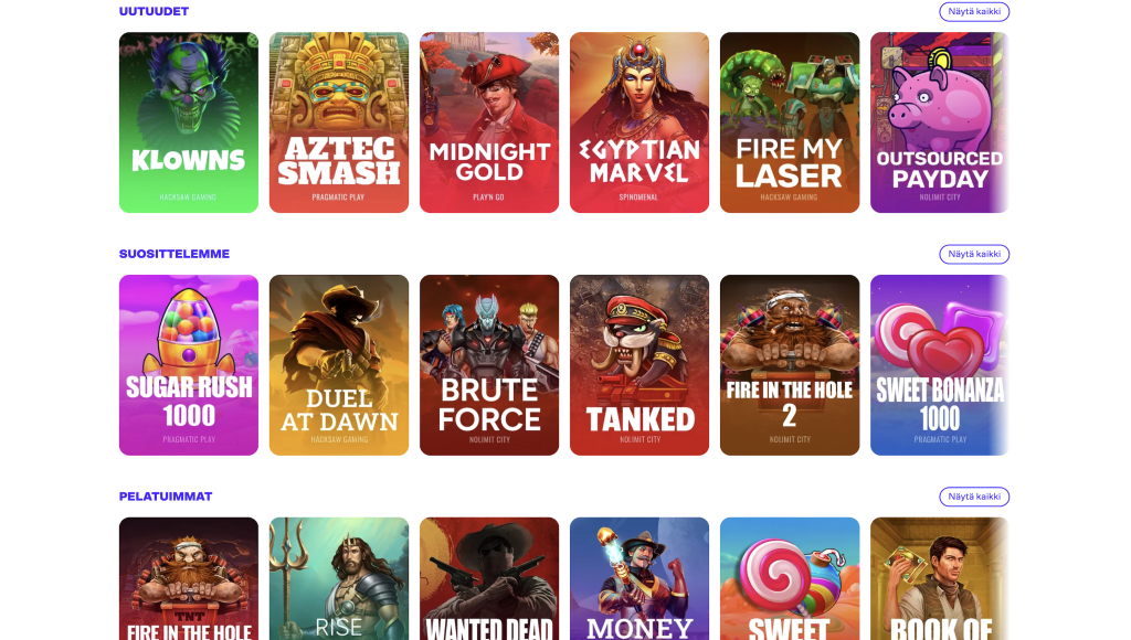 Tuohi Casino suosituimmat pelit ja näkyvät pelivalmistajat